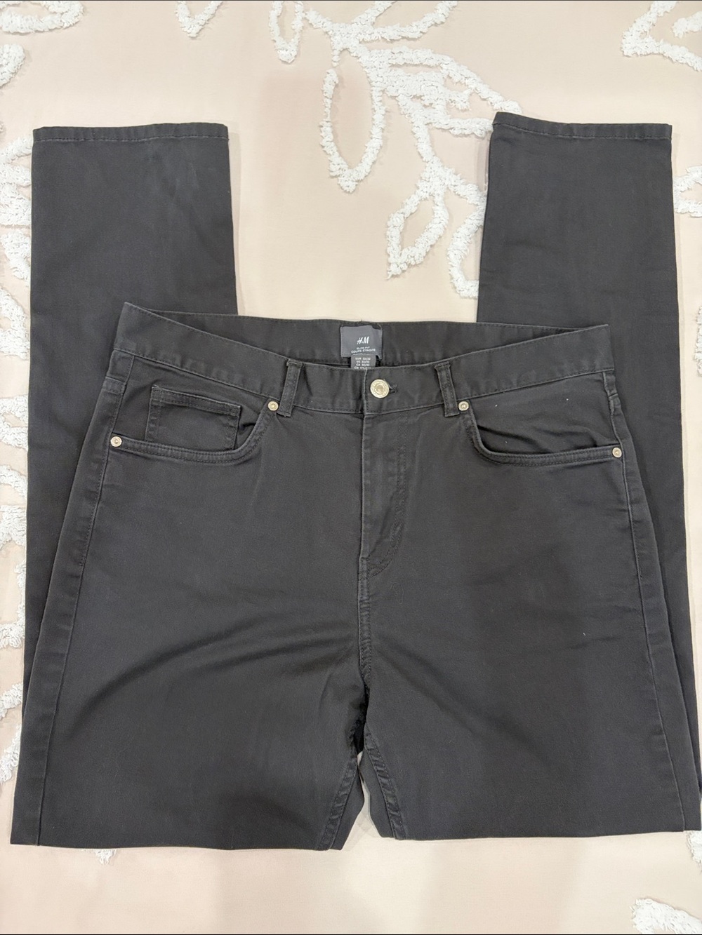 H&M Men’s Slim Fit 5-Pocket Pants - Dark Charcoal Grey Size 32/32